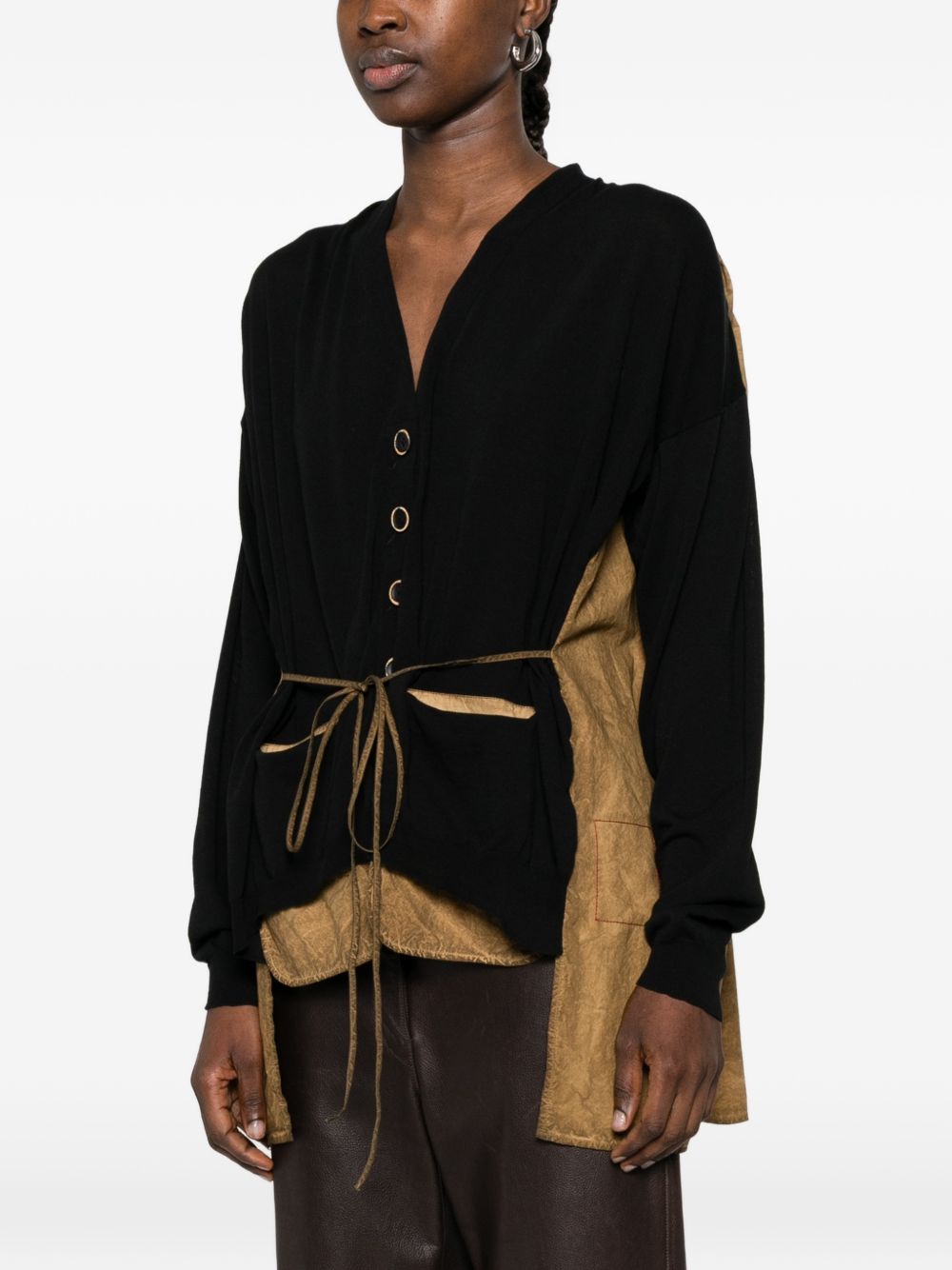 Uma Wang Sweaters — Black Cotton-Silk Cardigan