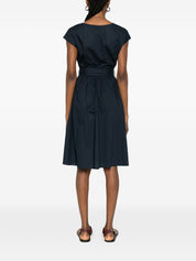 Woolrich Dresses Blue — V‑Neck Tie‑Waist Cotton Dress