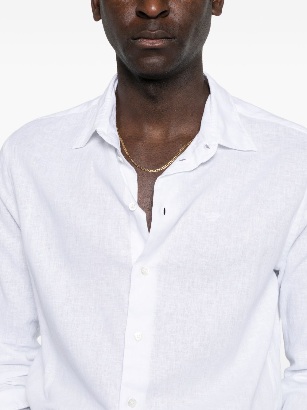 Emporio Armani White Shirts — Linen Button Shirt Collection