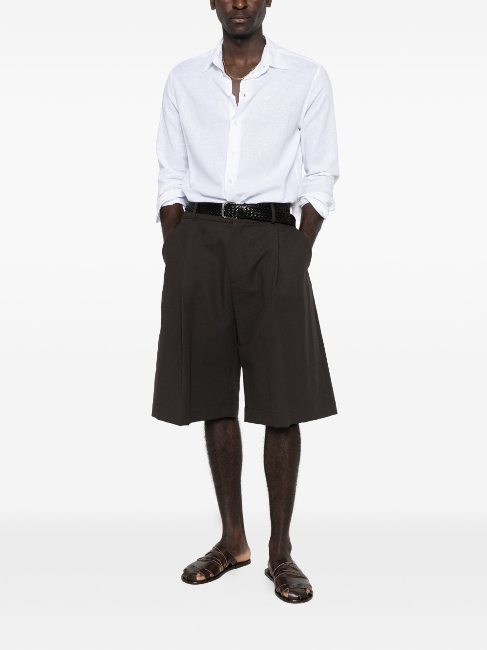 Emporio Armani White Shirts — Linen Button Shirt Collection