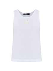 Dolce & Gabbana White Top — Sleeveless Cotton Ribbed