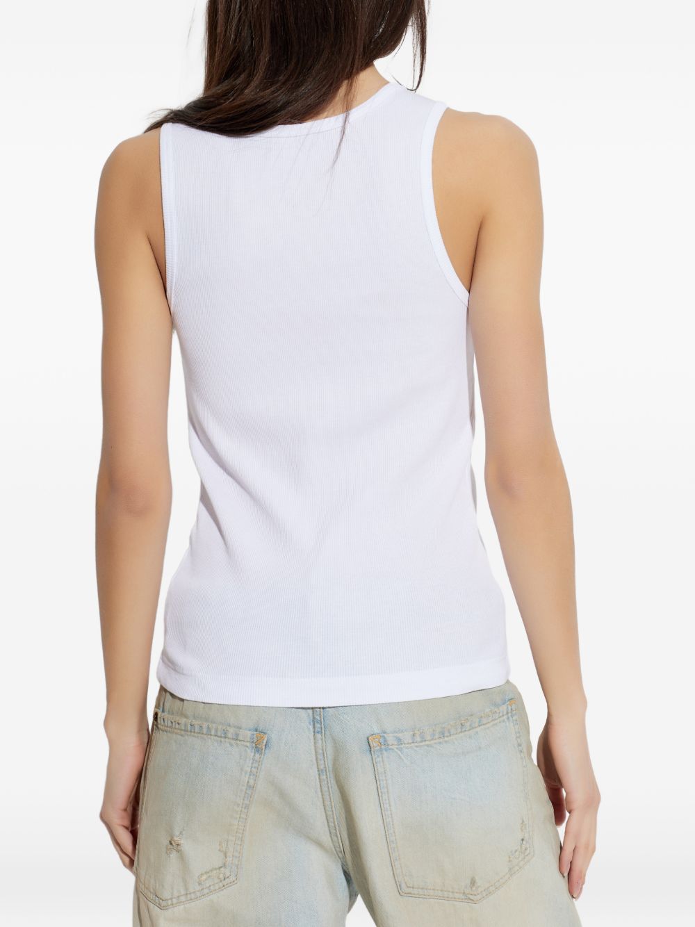 Dolce & Gabbana White Top — Sleeveless Cotton Ribbed