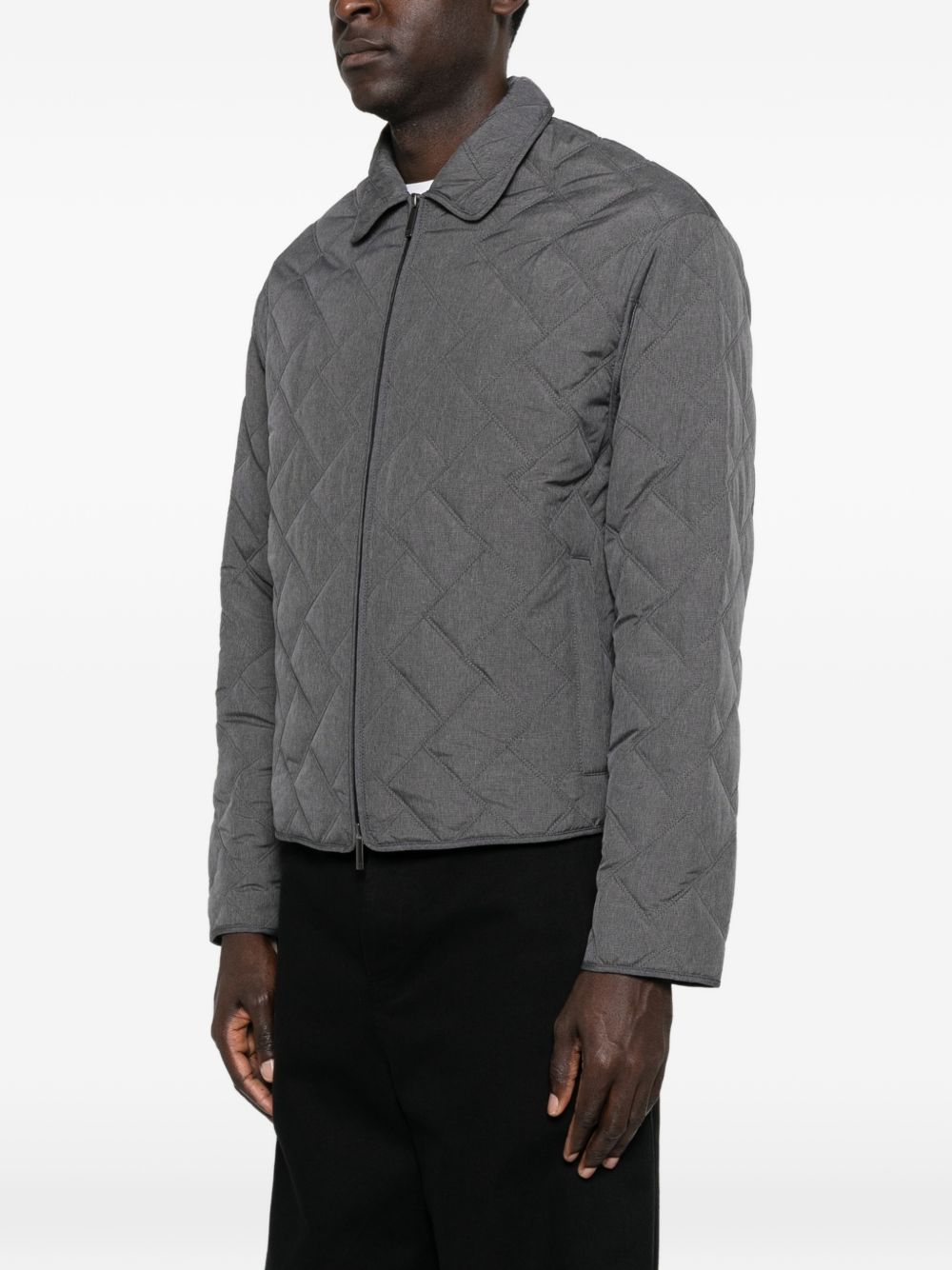 Emporio Armani Grey Quilted Jacket — Men's Coat