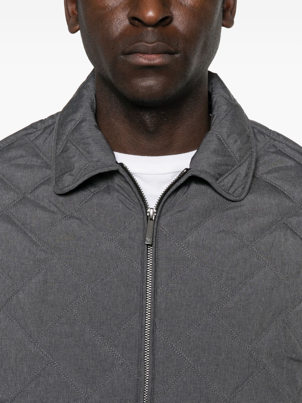Emporio Armani Grey Quilted Jacket — Men's Coat