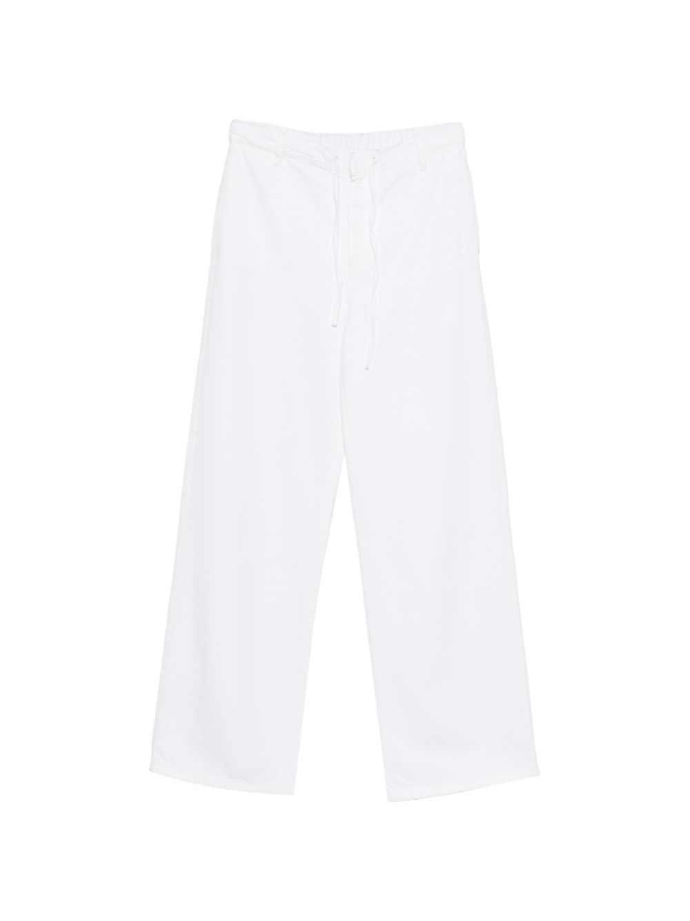 Semicouture White Trousers — Wide Leg Cotton Drawstring