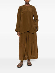 Uma Wang Camel Top — Textured Tie-Neck Top