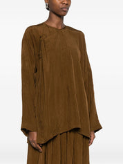 Uma Wang Camel Top — Textured Tie-Neck Top