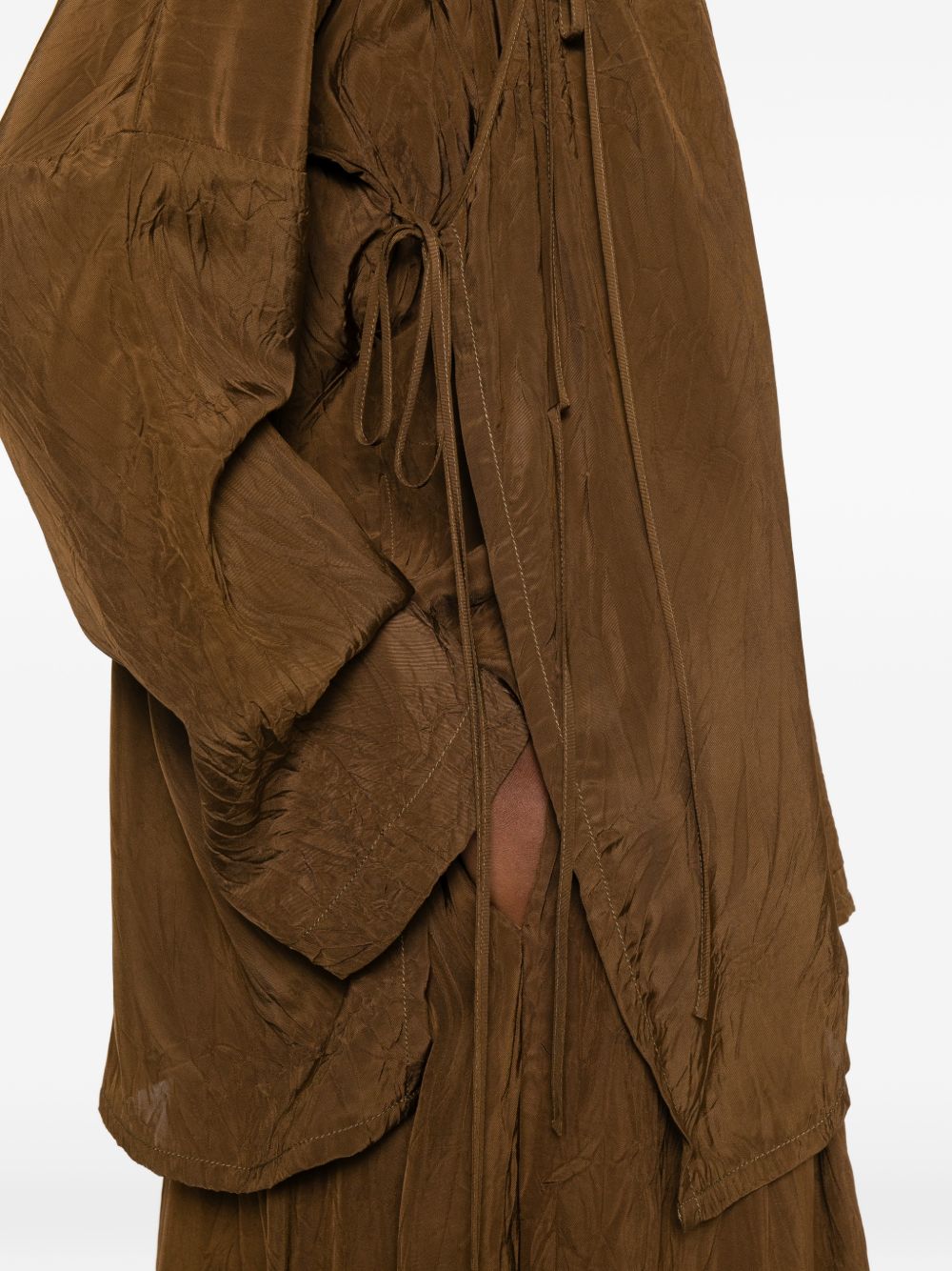 Uma Wang Camel Top — Textured Tie-Neck Top