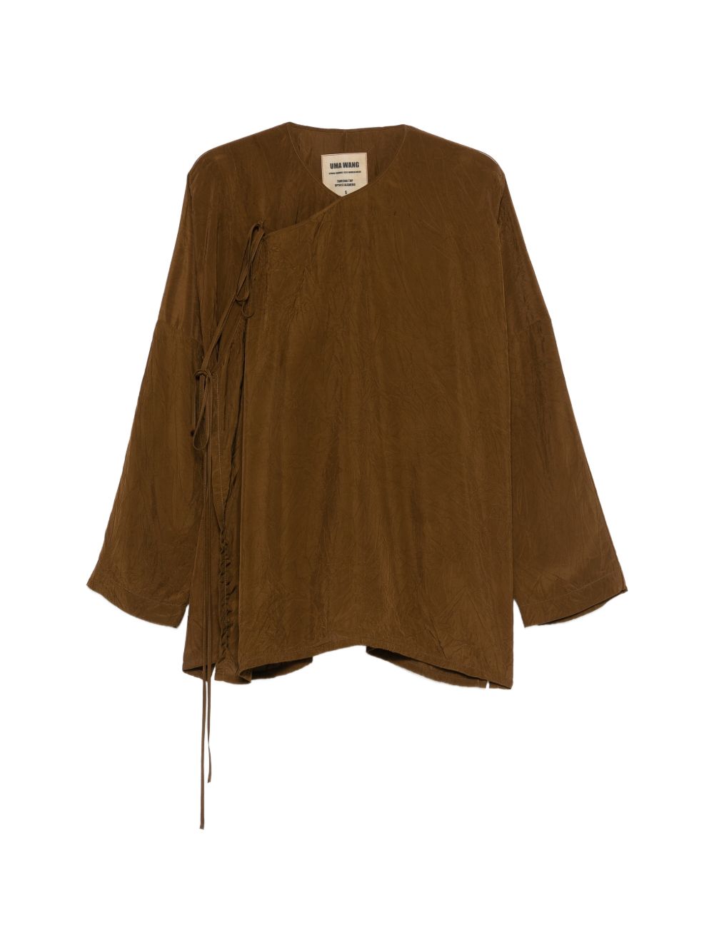 Uma Wang Camel Top — Textured Tie-Neck Top