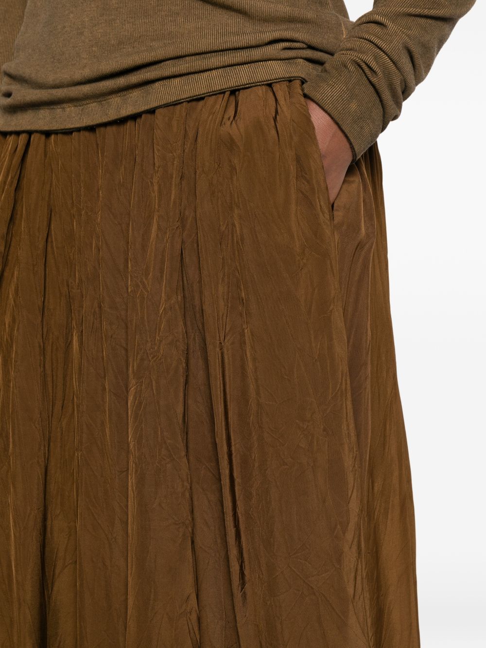 Uma Wang Camel Skirts — Pleated Long Skirt (Women)
