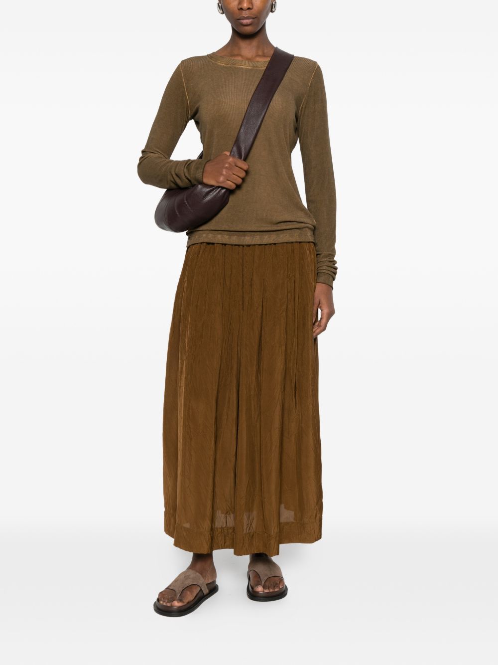 Uma Wang Camel Skirts — Pleated Long Skirt (Women)