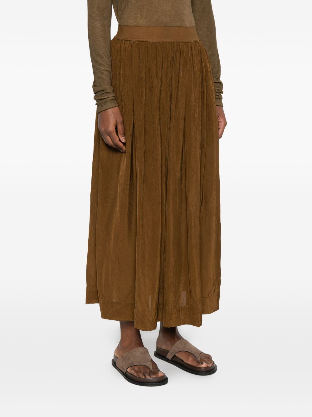 Uma Wang Camel Skirts — Pleated Long Skirt (Women)