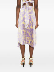 CATALINA Printed Midi Skirt — Purple Floral Pleated
