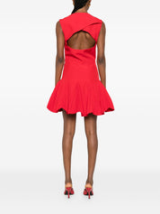 CATALINA Mini Dress — Red V-Neck Pleated Mini