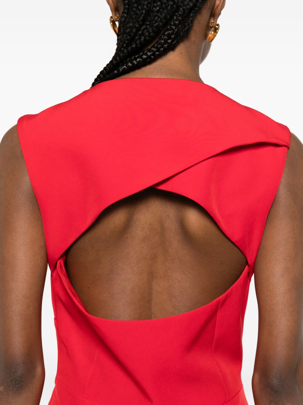 CATALINA Mini Dress — Red V-Neck Pleated Mini