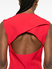 CATALINA Mini Dress — Red V-Neck Pleated Mini