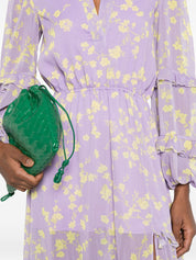 CATALINA Chiffon Long Dress — Purple Floral Ruffle (Lilla)