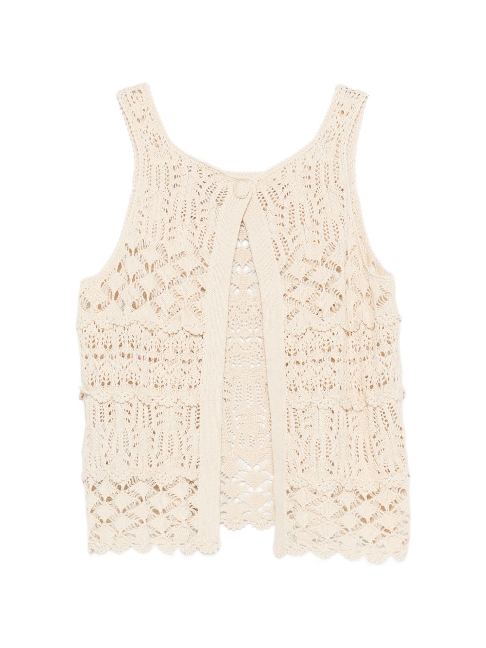 Semicouture White Top – Tiered Openwork Knit (55-60 chars)