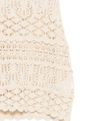 Semicouture White Top – Tiered Openwork Knit (55-60 chars)