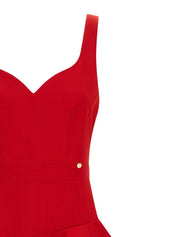 CATALINA Asymmetric Silk & Nylon Long Dress — Red