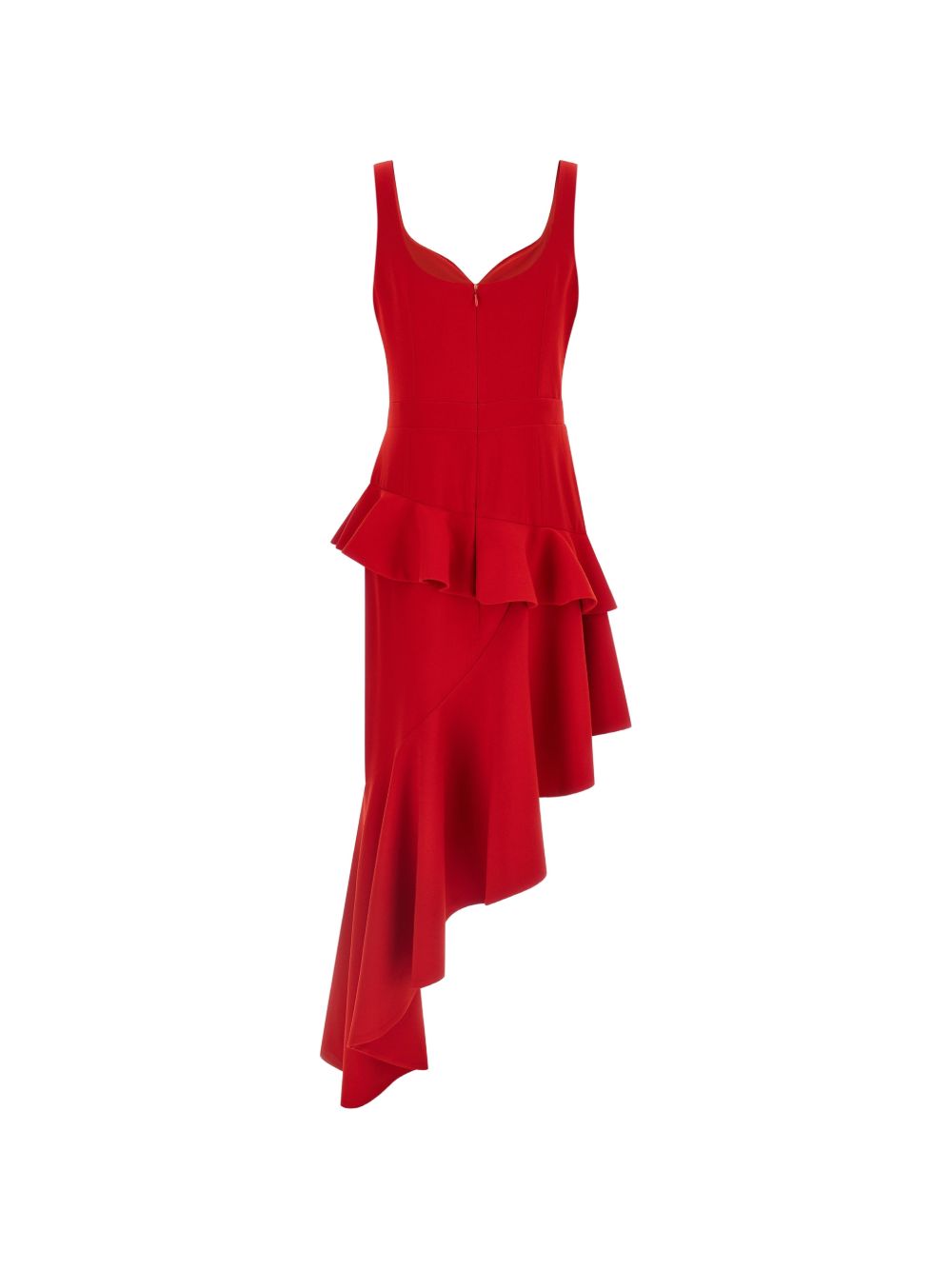 CATALINA Asymmetric Silk & Nylon Long Dress — Red