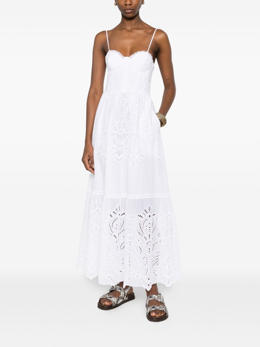 Ermanno Firenze White Dresses — Cotton Eyelet Maxi