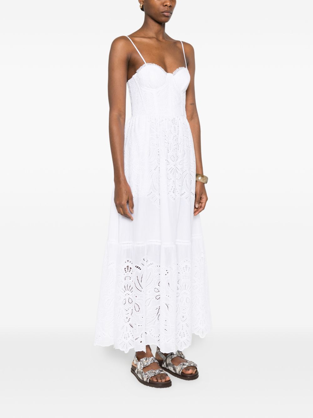 Ermanno Firenze White Dresses — Cotton Eyelet Maxi
