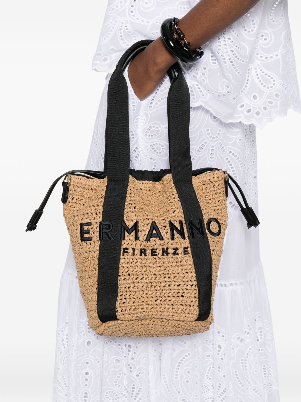Ermanno Firenze Shopper Bag — Beige Rafia Tote