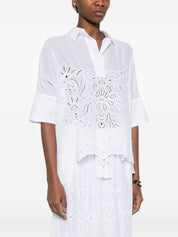 Ermanno Firenze White Shirts — Cropped Lace Shirt