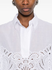 Ermanno Firenze White Shirts — Cropped Lace Shirt