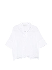 Ermanno Firenze White Shirts — Cropped Lace Shirt