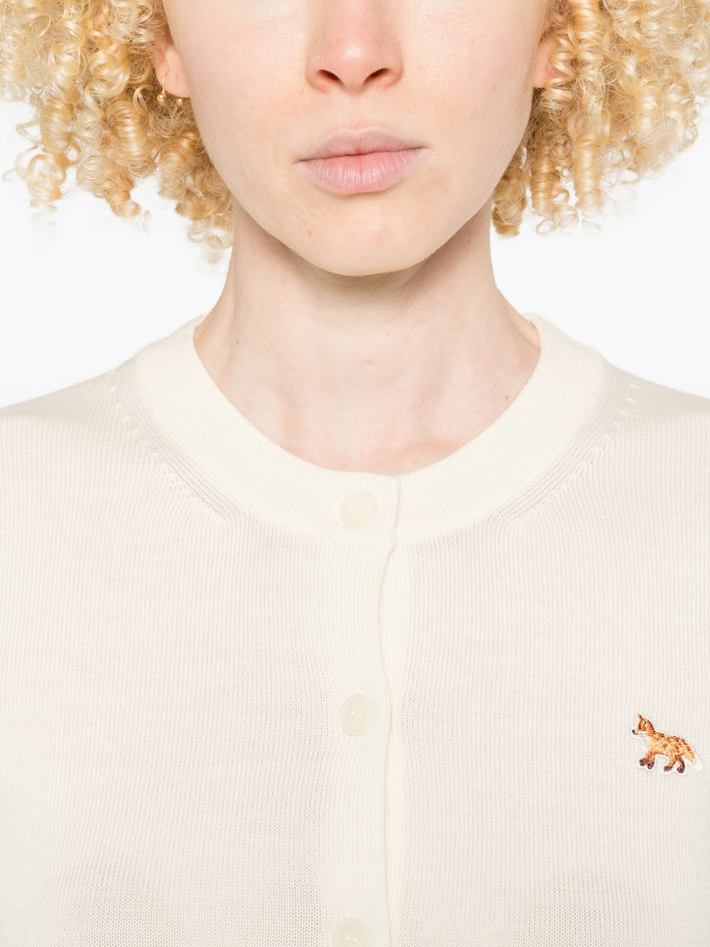 Maison Kitsuné Sweaters - Beige Wool Cardigan