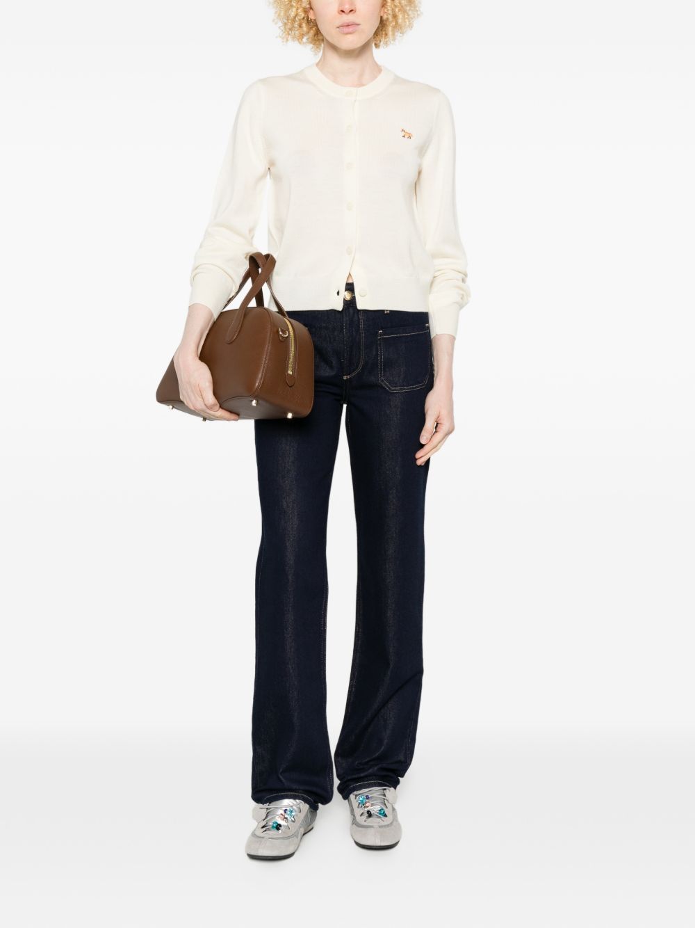 Maison Kitsuné Sweaters - Beige Wool Cardigan