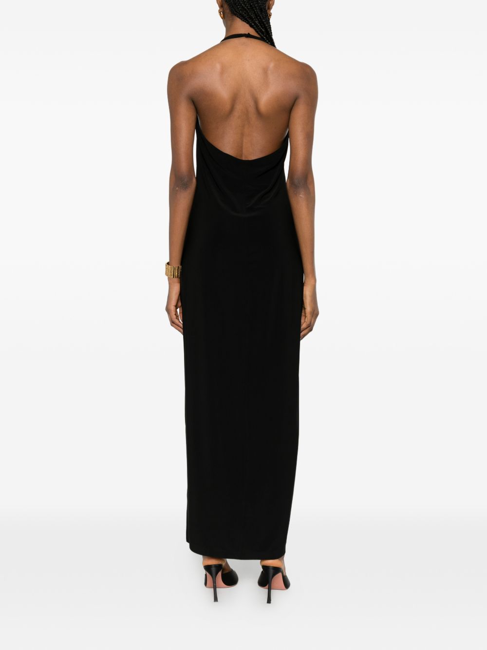Norma Kamali Black Dresses — Halterneck Maxi Elegance