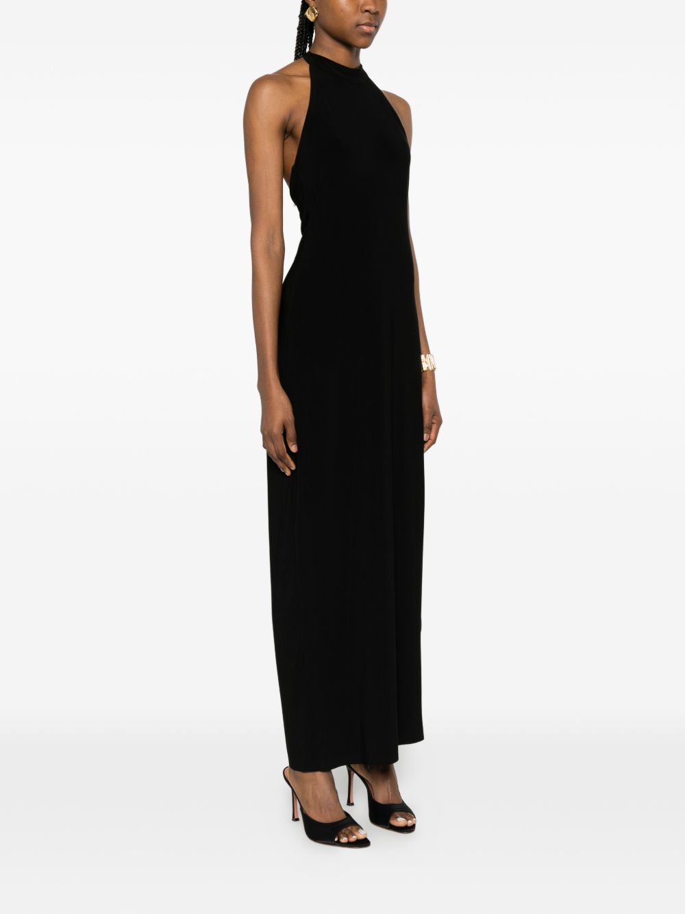 Norma Kamali Black Dresses — Halterneck Maxi Elegance