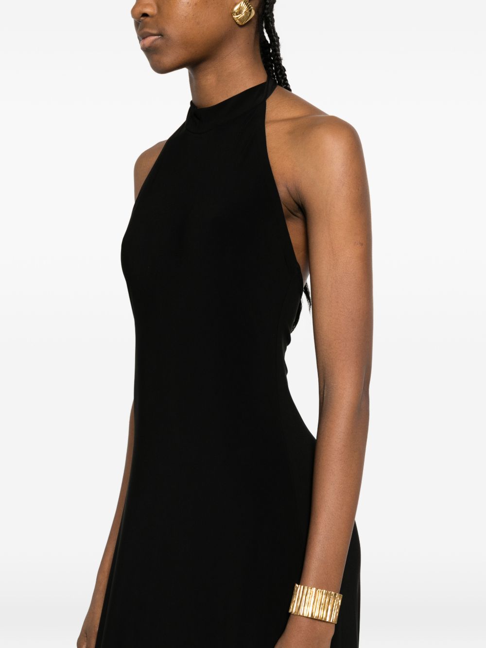 Norma Kamali Black Dresses — Halterneck Maxi Elegance