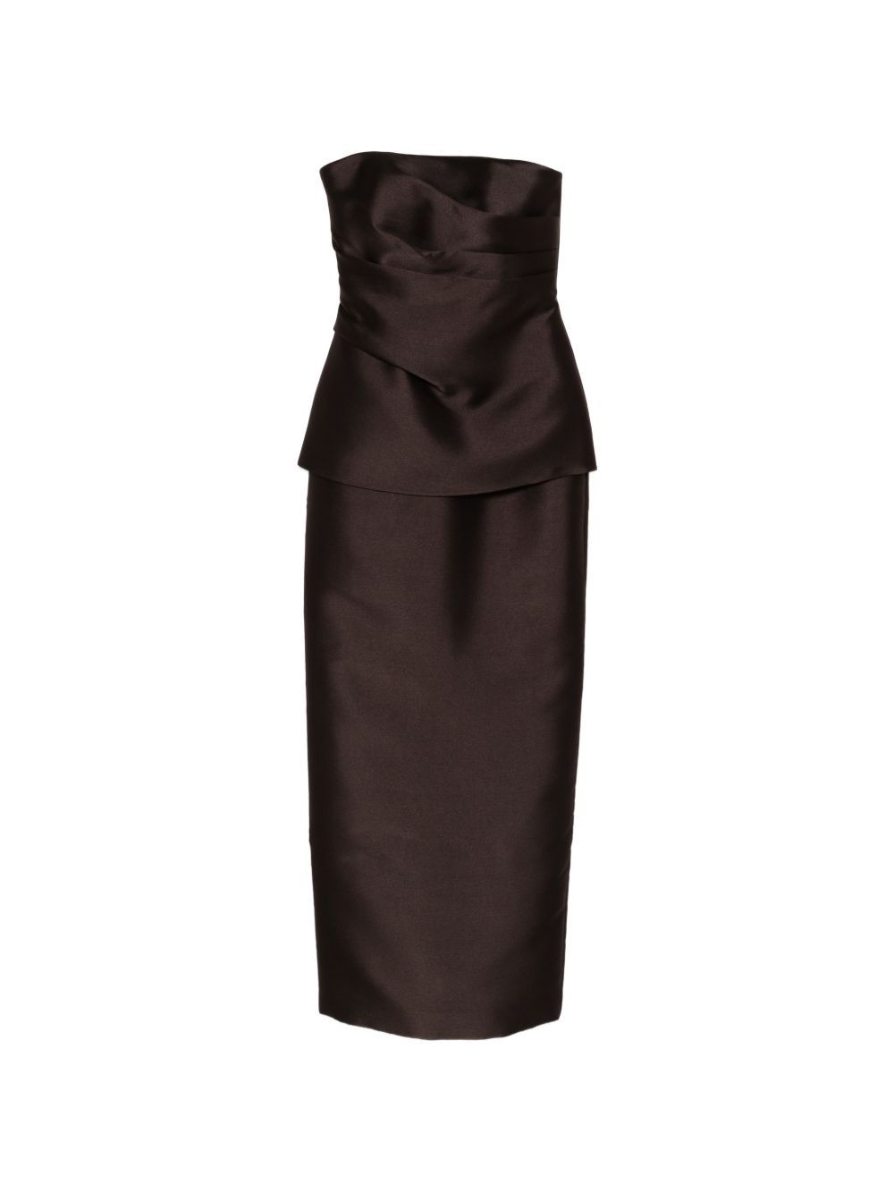 Solace London Lucille Maxi Dress — Chestnut Brown Peplum