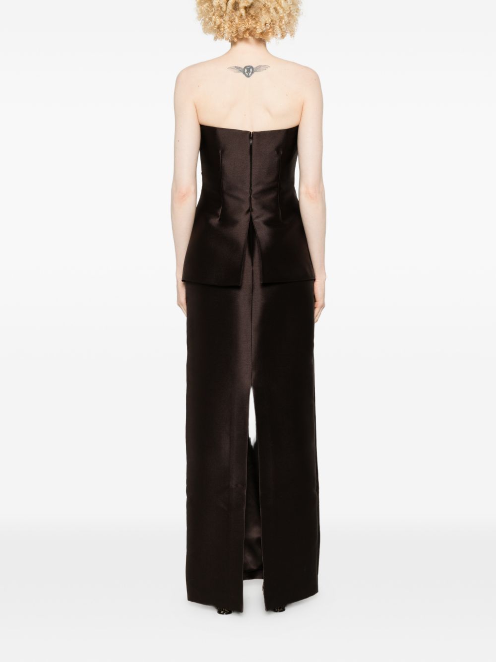 Solace London Lucille Maxi Dress — Chestnut Brown Peplum