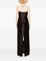 Solace London Lucille Maxi Dress — Chestnut Brown Peplum