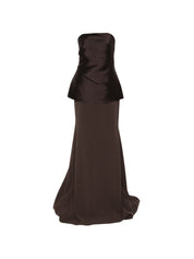 Solace London Alia Maxi Dress — Chestnut Strapless Peplum