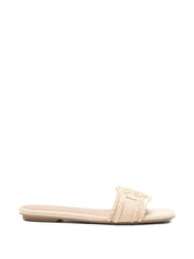 EMPORIO ARMANI EXCLUSIVE Sandals — Beige Rafia Fringe