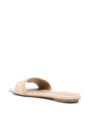 EMPORIO ARMANI EXCLUSIVE Sandals — Beige Rafia Fringe