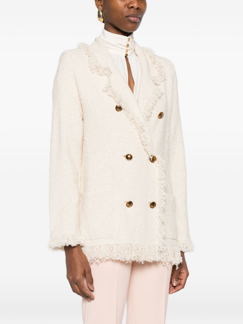 Elisabetta Franchi White Jackets — Double-Breasted Luxury