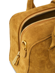 Golden Goose Vita Camel Suede Handbag with Gold Details