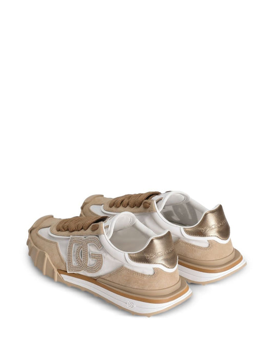 Dolce & Gabbana DG Athletic Sneakers — Beige Rhinestone
