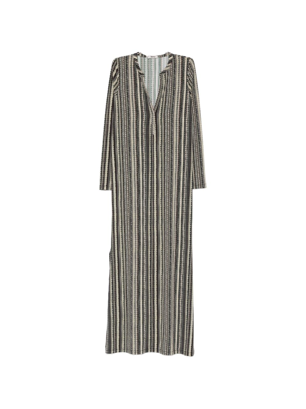 Siyu Dresses — Baez Kaftan V‑Neck Dress, Multicolor