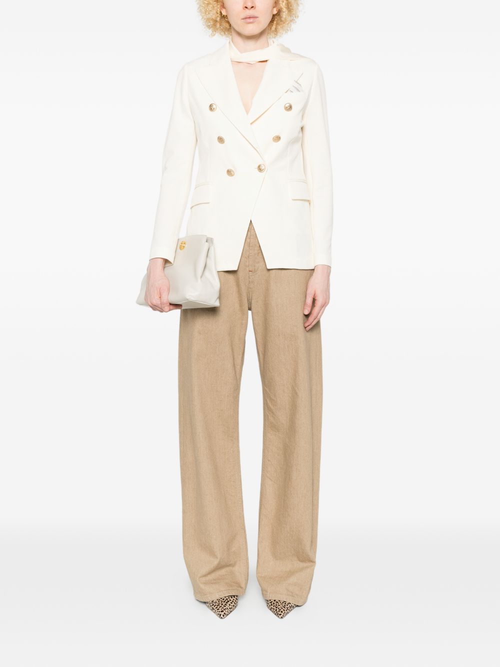 Circolo 1901 Jackets — White Double-Breasted Cotton