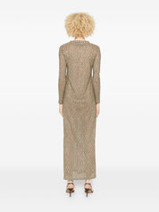 Siyu V‑Neck Money Kaftan Dress — Beige, Long Sleeves