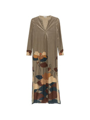 Siyu Dresses — Floral Kaftan V‑Neck Dress, Green