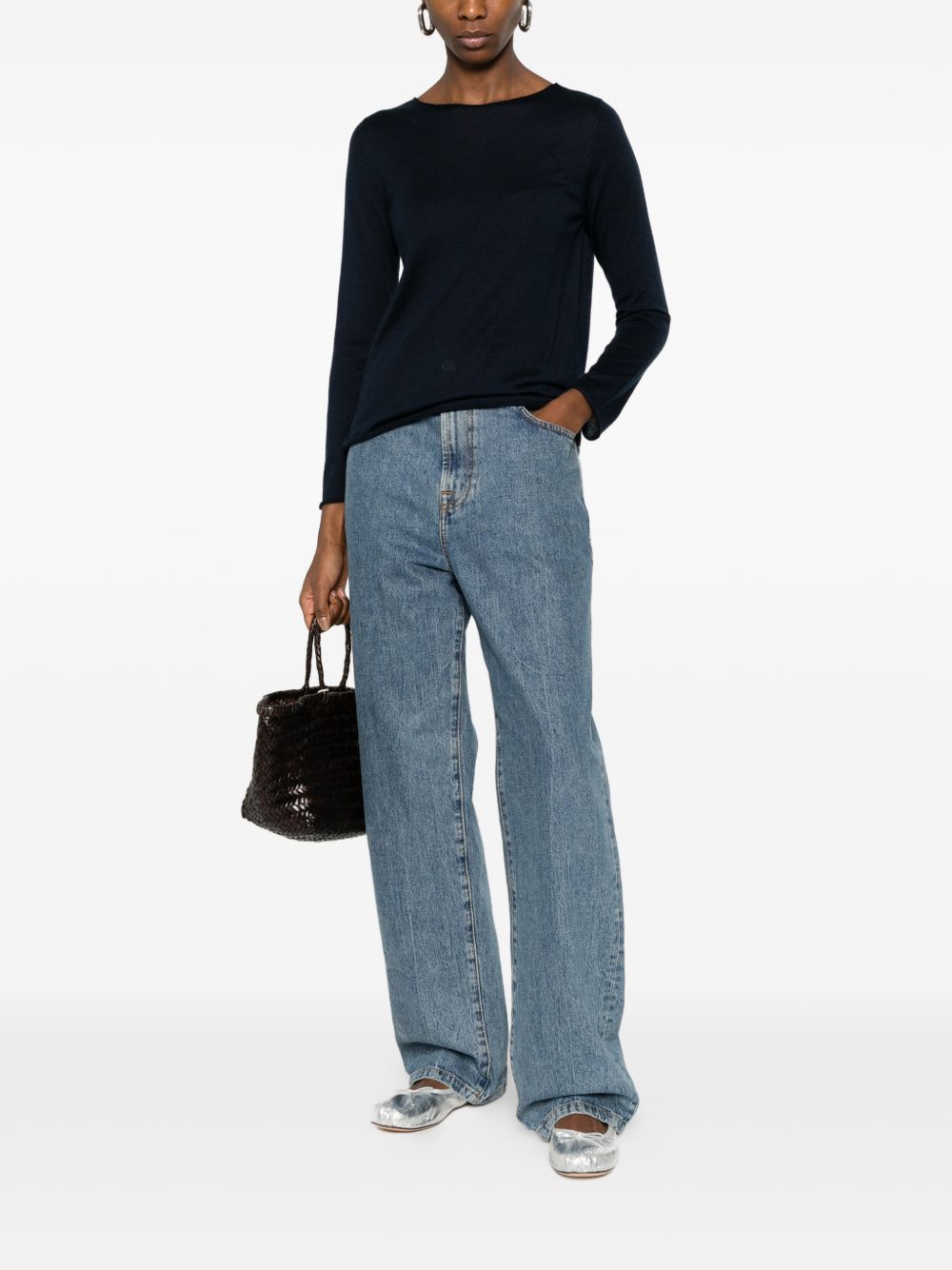 Beyou Cashmere & Silk Sweater — Blue Topwear